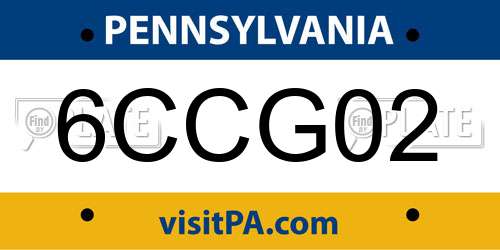 6CCG02 Pennsylvania License Plate