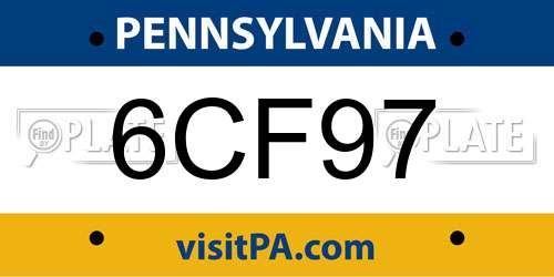 6CF97 Pennsylvania License Plate