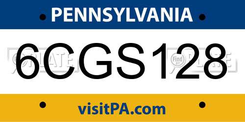 6CGS128 Pennsylvania License Plate