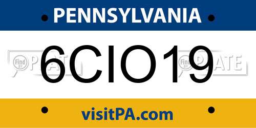 6CIO19 Pennsylvania License Plate