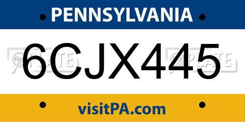 6CJX445 Pennsylvania License Plate