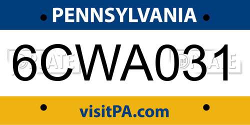 6CWA031 Pennsylvania License Plate