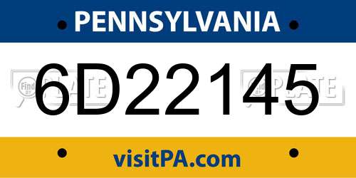 6D22145 Pennsylvania License Plate