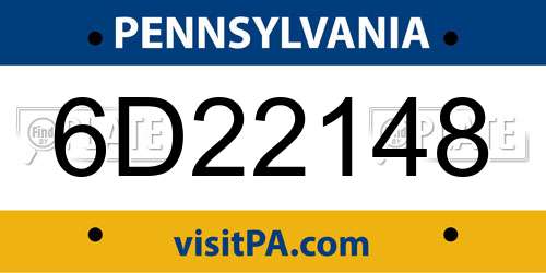 6D22148 Pennsylvania License Plate