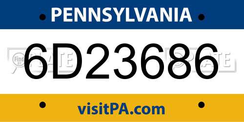 6D23686 Pennsylvania License Plate