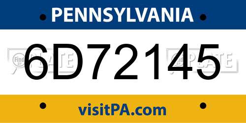 6D72145 Pennsylvania License Plate