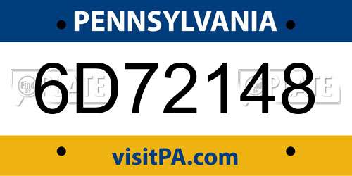 6D72148 Pennsylvania License Plate
