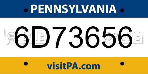 6D73656 Pennsylvania License Plate