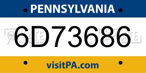 6D73686 Pennsylvania License Plate