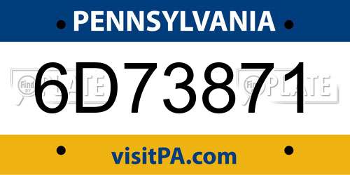 6D73871 Pennsylvania License Plate