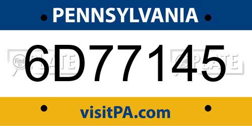 6D77145 Pennsylvania License Plate