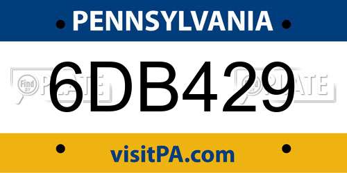 6DB429 Pennsylvania License Plate