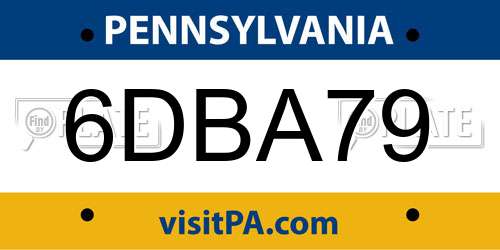 6DBA79 Pennsylvania License Plate