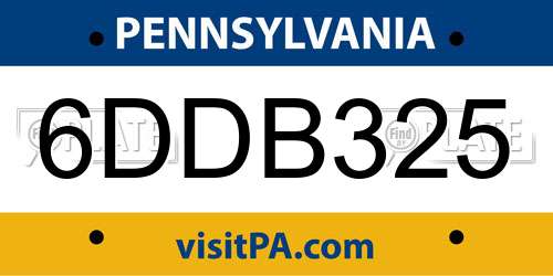 6DDB325 Pennsylvania License Plate