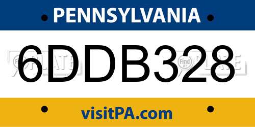 6DDB328 Pennsylvania License Plate