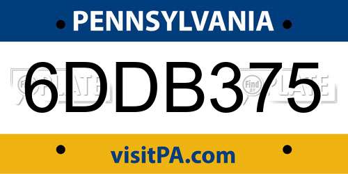 6DDB375 Pennsylvania License Plate
