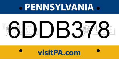 6DDB378 Pennsylvania License Plate
