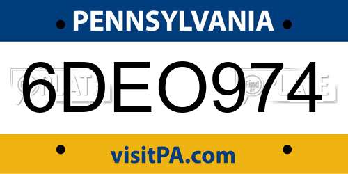 6DEO974 Pennsylvania License Plate