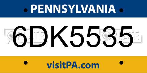 6DK5535 Pennsylvania License Plate