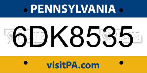 6DK8535 Pennsylvania License Plate