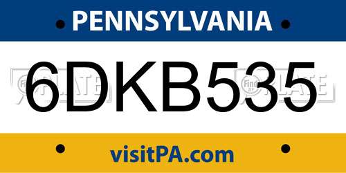 6DKB535 Pennsylvania License Plate