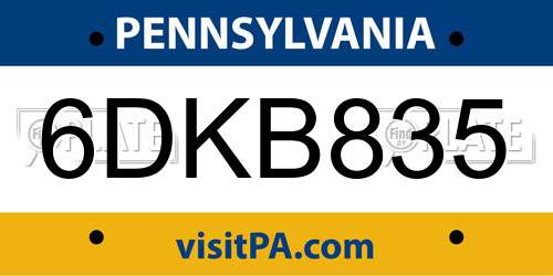 6DKB835 Pennsylvania License Plate