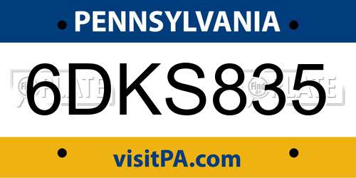 6DKS835 Pennsylvania License Plate
