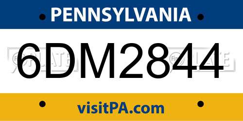 6DM2844 Pennsylvania License Plate
