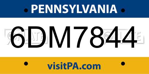 6DM7844 Pennsylvania License Plate