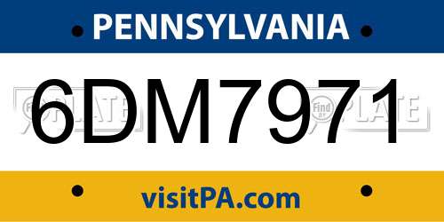 6DM7971 Pennsylvania License Plate