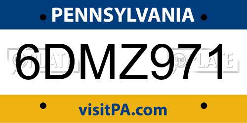 6DMZ971 Pennsylvania License Plate