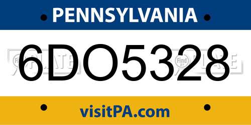 6DO5328 Pennsylvania License Plate