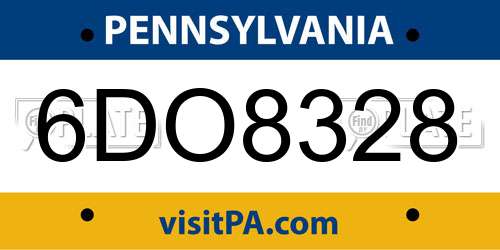 6DO8328 Pennsylvania License Plate