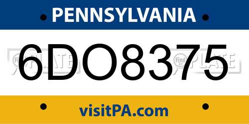 6DO8375 Pennsylvania License Plate