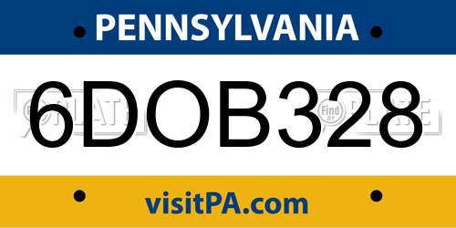 6DOB328 Pennsylvania License Plate