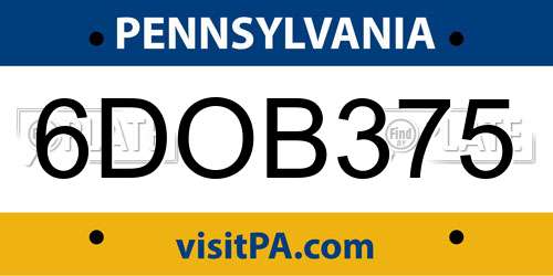 6DOB375 Pennsylvania License Plate