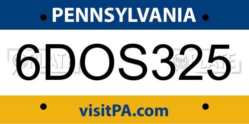 6DOS325 Pennsylvania License Plate