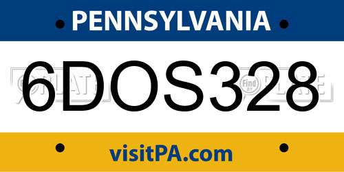 6DOS328 Pennsylvania License Plate