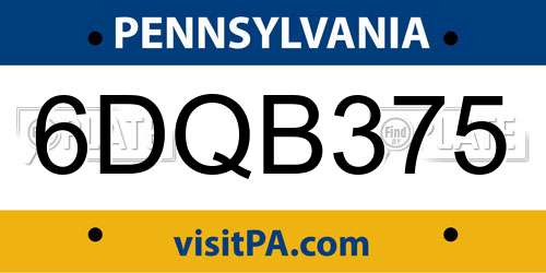 6DQB375 Pennsylvania License Plate