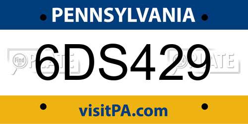 6DS429 Pennsylvania License Plate