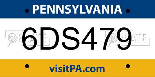 6DS479 Pennsylvania License Plate