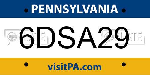 6DSA29 Pennsylvania License Plate