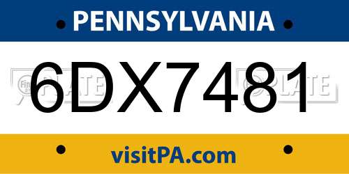 6DX7481 Pennsylvania License Plate
