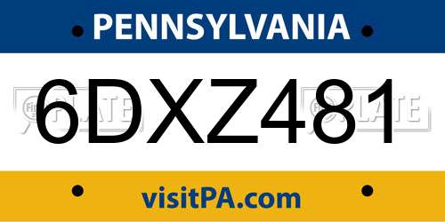 6DXZ481 Pennsylvania License Plate