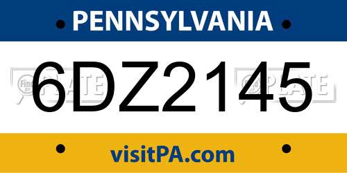 6DZ2145 Pennsylvania License Plate