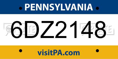 6DZ2148 Pennsylvania License Plate