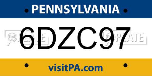 6DZC97 Pennsylvania License Plate