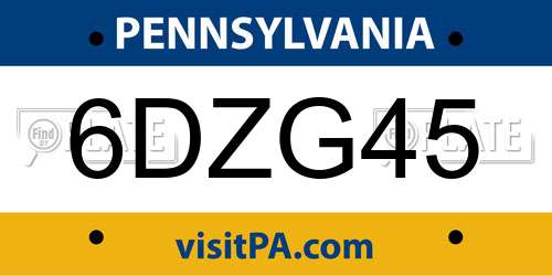 6DZG45 Pennsylvania License Plate