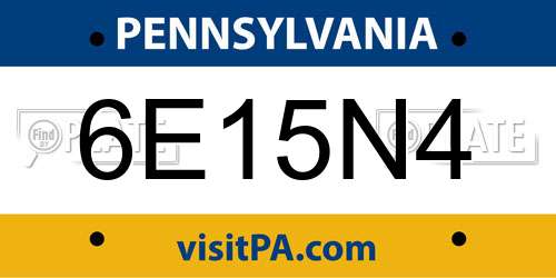 6E15N4 Pennsylvania License Plate