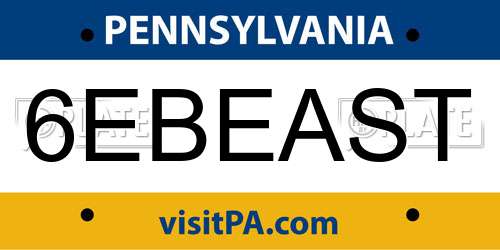 6EBEAST Pennsylvania License Plate